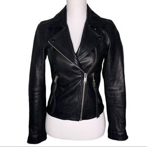 All Saints Dalby Biker black leather jacket - size 2